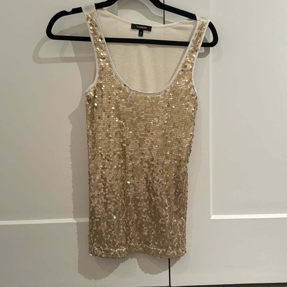 Express extra small gold sequence sleeveless top